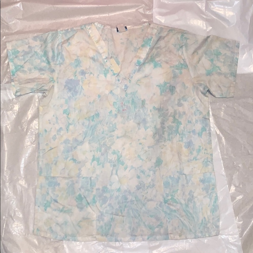 Pastel Patterned Scrub Top